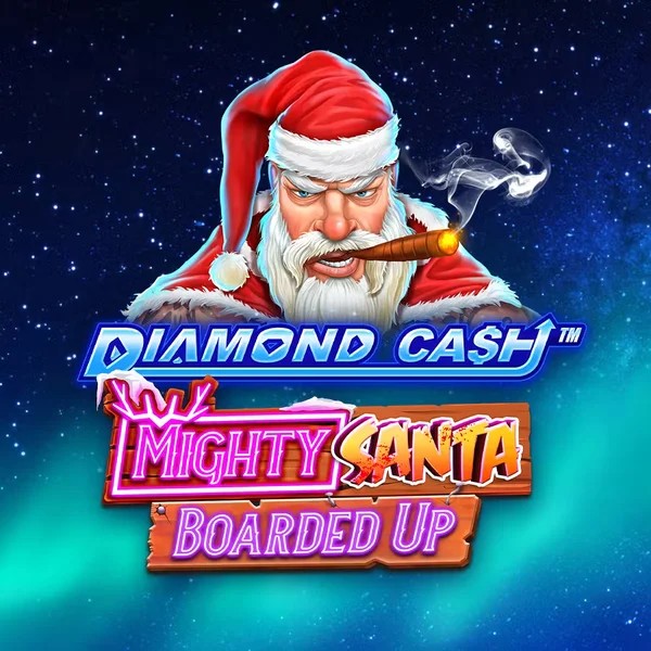 Official Slots logo: Diamond Cash Mighty Santa Boarded Up by Greentube at Stake Casino