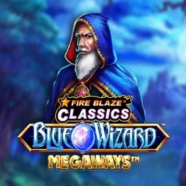 Fire Blaze Blue Wizard Megaways logo by Rarestone Gaming at Stake Casino
